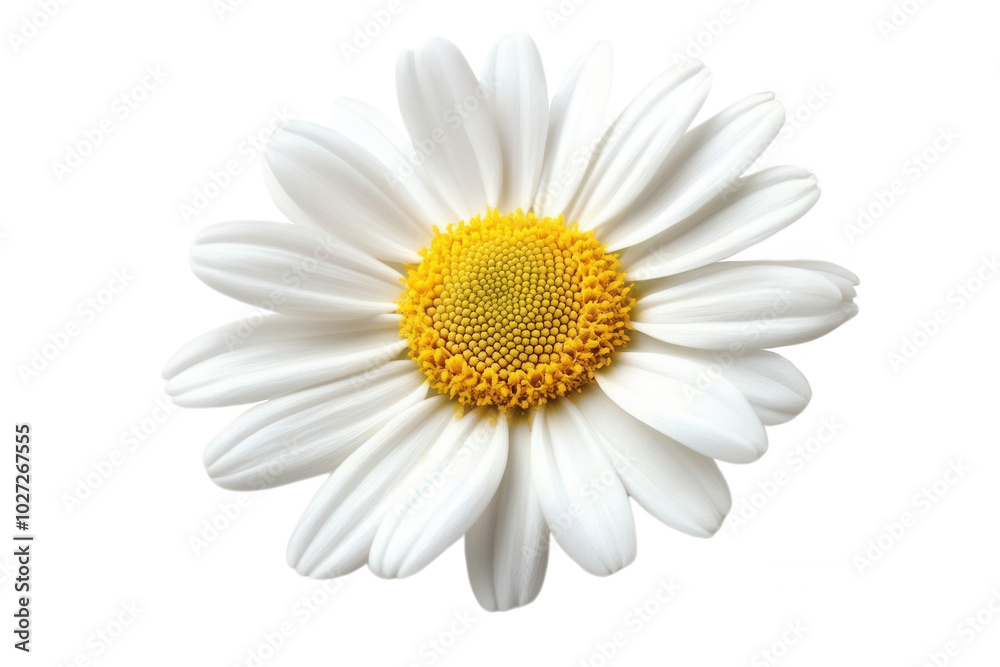 Fototapeta premium A single white daisy with a yellow center, transparent background
