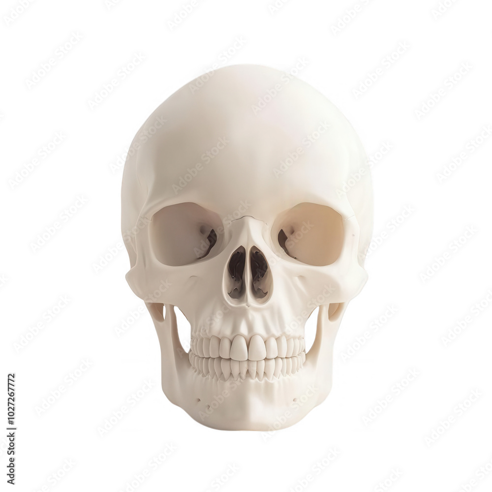 Obraz premium A white human skull, transparent background