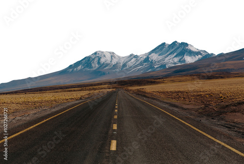Obraz na płótnie Scenic Road Pathway Through Nature, mountain on the back and Adventure cut out t