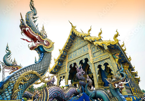 Wat Rong Sear Tean(Blue Temple), Chiang Mai, Thailand - May 3, 2019: Wat Rong Sear Tean means dancing tiger, is said to have originated from the story of a tiger who lived next to the temple. photo