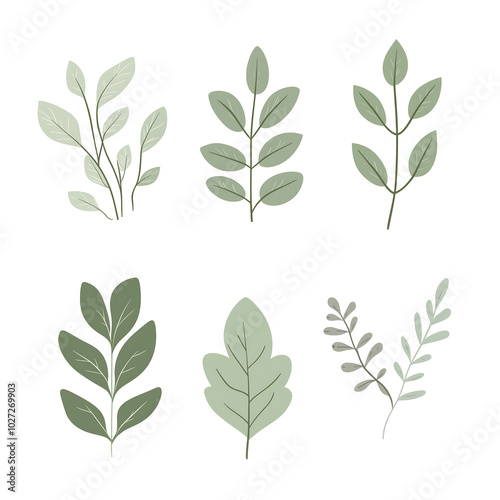 Minimalist style leaf vector on white background.