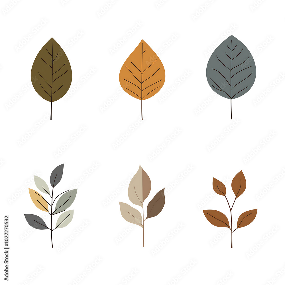 Fototapeta premium Minimalist style leaf vector on white background.