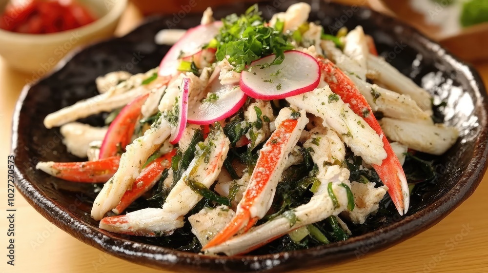 Fresh Seafood Salad with Crab and Vegetables Fresh Seafood Salad with Crab and Vegetables
