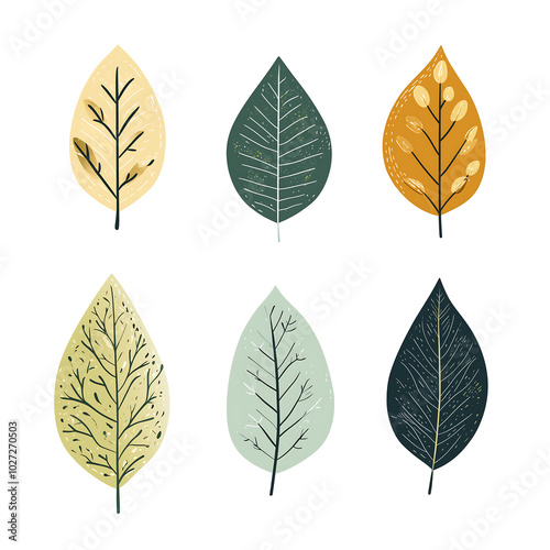 Minimalist style leaf vector on white background.