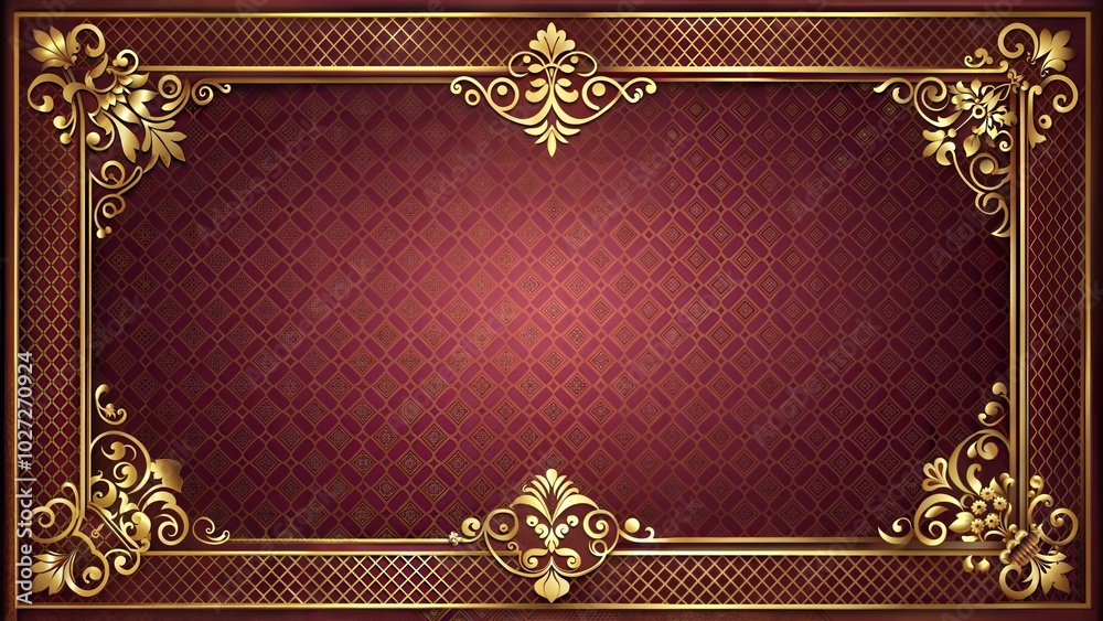 Ornate red and gold frame with intricate decorative details Ornate red and gold frame with intricate decorative details