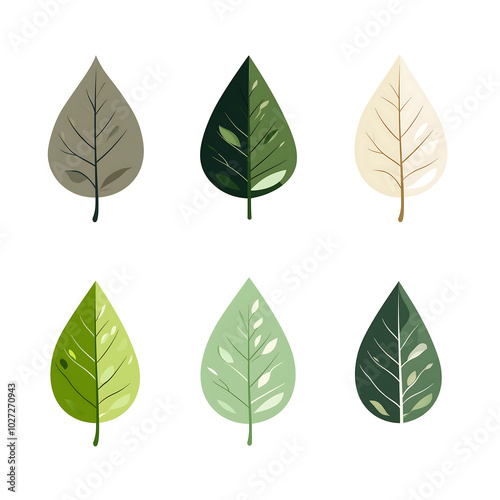 Minimalist style leaf vector on white background.
