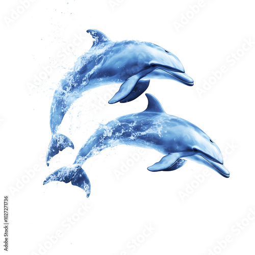 Two dolphins on a white background