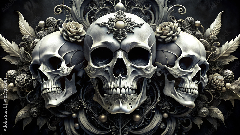 Seamless backgrounds: skulls and bones in artistic layouts Seamless backgrounds: skulls and bones in artistic layouts