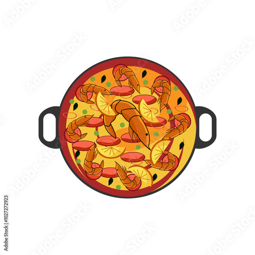 Vector illustration of Paella, a typical Spanish food