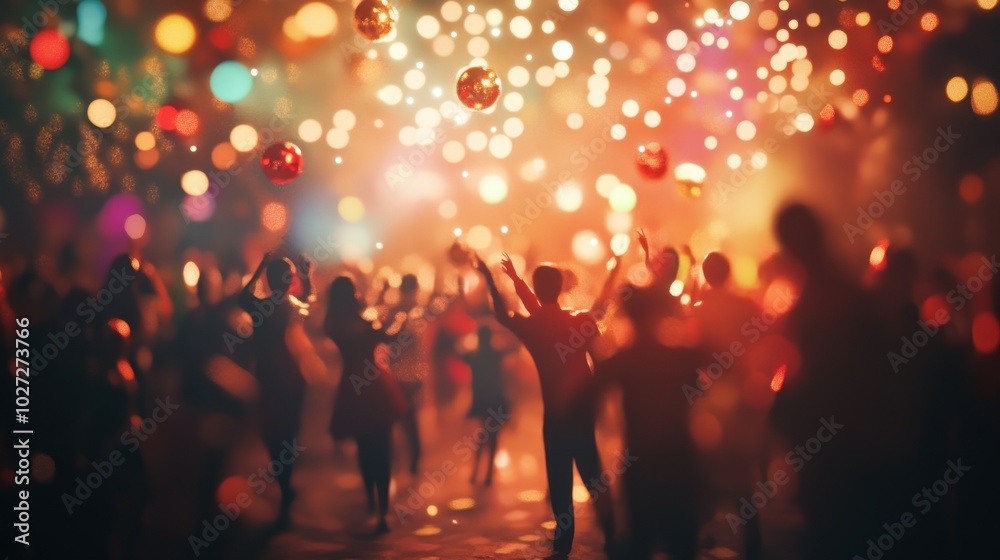 Silhouettes of People Dancing Amidst a Sea of Golden Lights Silhouettes of People Dancing Amidst a Sea of Golden Lights