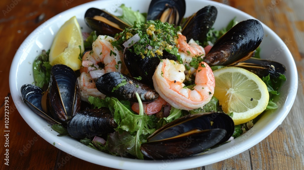 Fresh Seafood Salad with Shrimp and Mussels Fresh Seafood Salad with Shrimp and Mussels