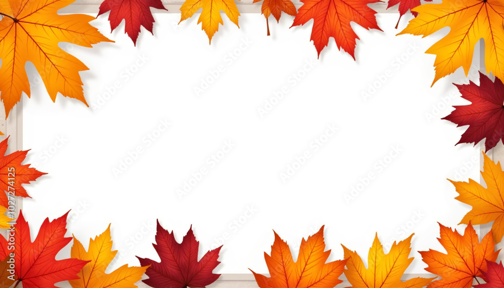 Autumn paper frame with leaves and white background for copy space Autumn paper frame with leaves and white background for copy space