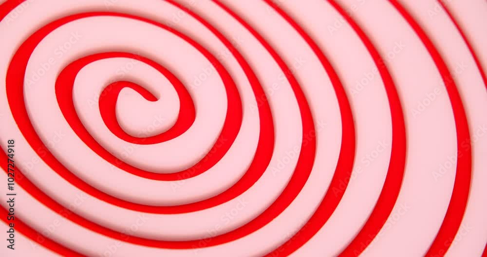 endless hypnotic irregular white spiral on red background