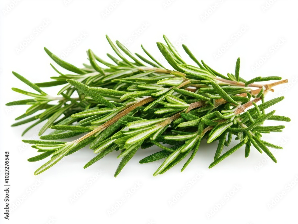 fresh rosemary sprigs isolated on a clean white background, highlighting the aromatic herb's vibrant green color and fine details, perfect for culinary and natural themes fresh rosemary sprigs isolated on a clean white background, highlighting the aromatic herb's vibrant green color and fine details, perfect for culinary and natural themes