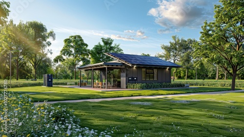 Modern Eco-Friendly House Surrounded by Lush Landscape