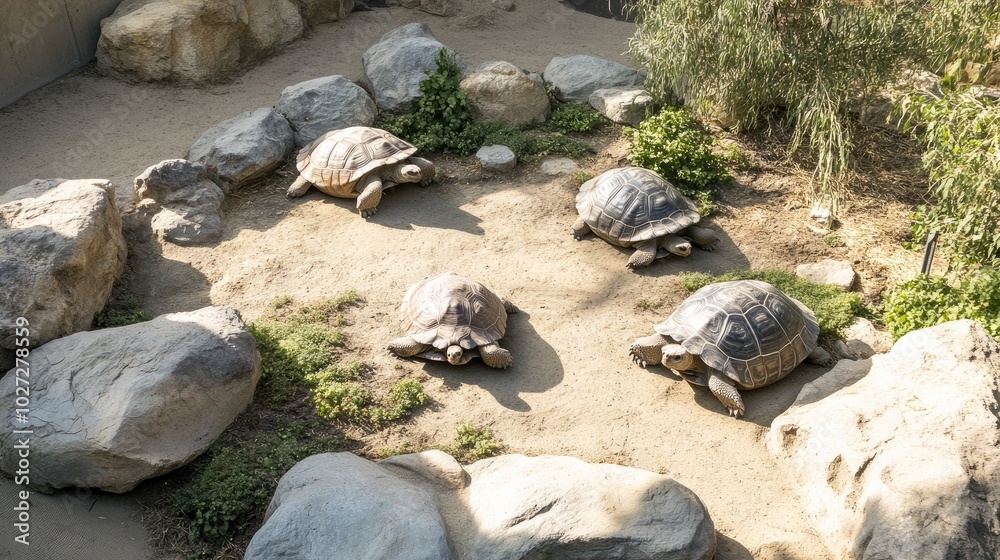Tortoises Relaxing in a Natural Habitat Setting Tortoises Relaxing in a Natural Habitat Setting