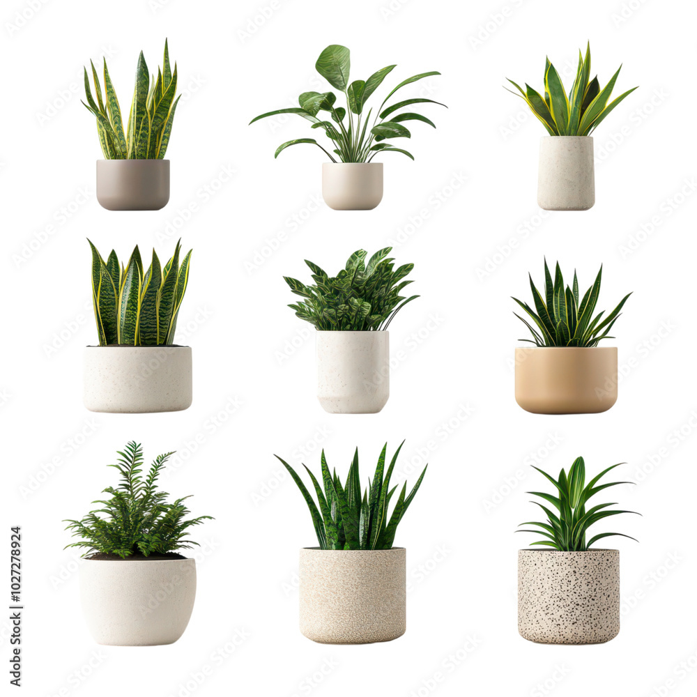 Modern Collection of Snake Plants: Elegant Greenery for Contemporary Home Decor