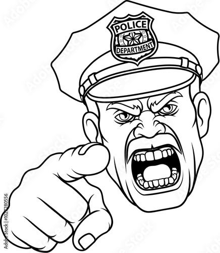 A policeman angry police man cartoon character cop illustration