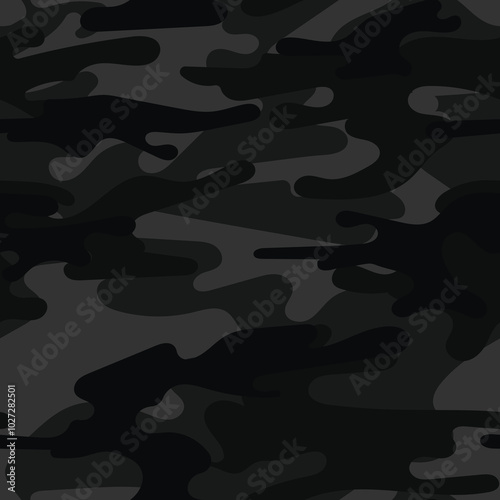 Black modern military vector camouflage print, seamless pattern for clothing headband or print. camouflage from pols	