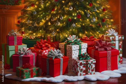 christmas tree and gifts