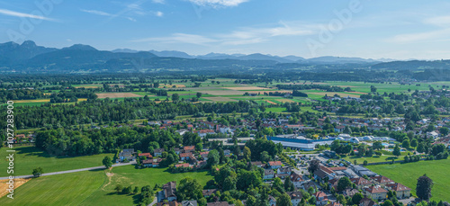 Die Kurstadt Bad Aibling in Oberbayern von oben photo