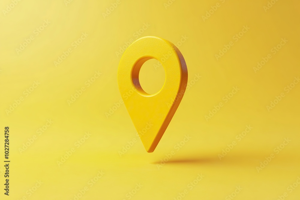 Closeup photo of map pin on yellow background Closeup photo of map pin on yellow background