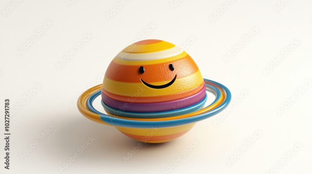 A Smiling Striped Egg with Rings Around It A Smiling Striped Egg with Rings Around It