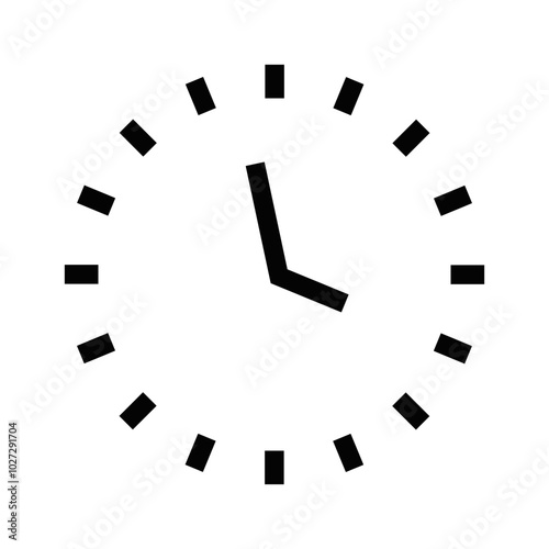 Minimalist clock icon with a simple design, representing time management, scheduling, or punctuality in various professional contexts. Editable stroke.