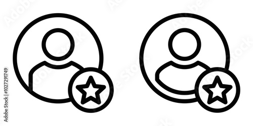 User profile icons with star badges, representing favorite or top-rated users. Great for highlighting expertise or ranking in digital platforms. Editable stroke.