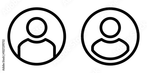 Two user profile icons in minimalist design, ideal for digital avatars, account management, or online identity representation in web interfaces. Editable stroke.