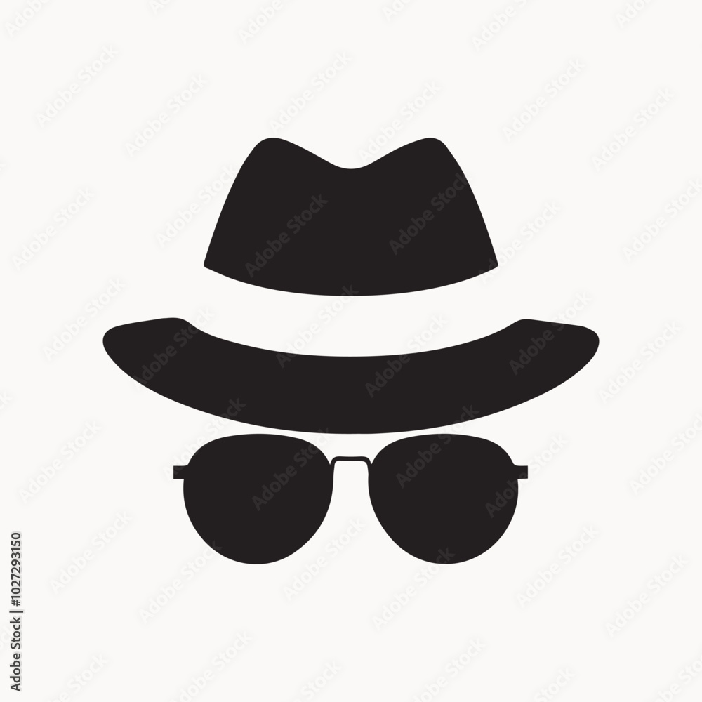 Spy silhouette icon and sunglasses vector illustrations. Spy silhouette icon and sunglasses vector illustrations.