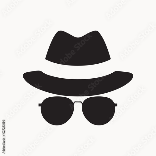 Spy silhouette icon and sunglasses vector illustrations.