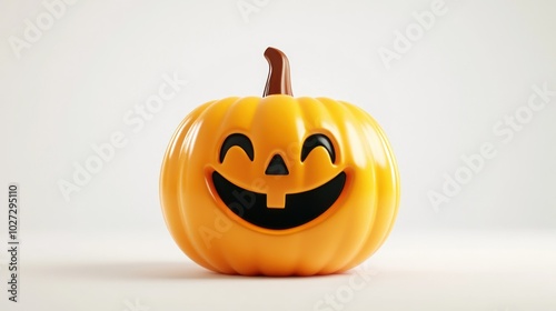 A Smiling Orange Pumpkin with a Carved Face photo