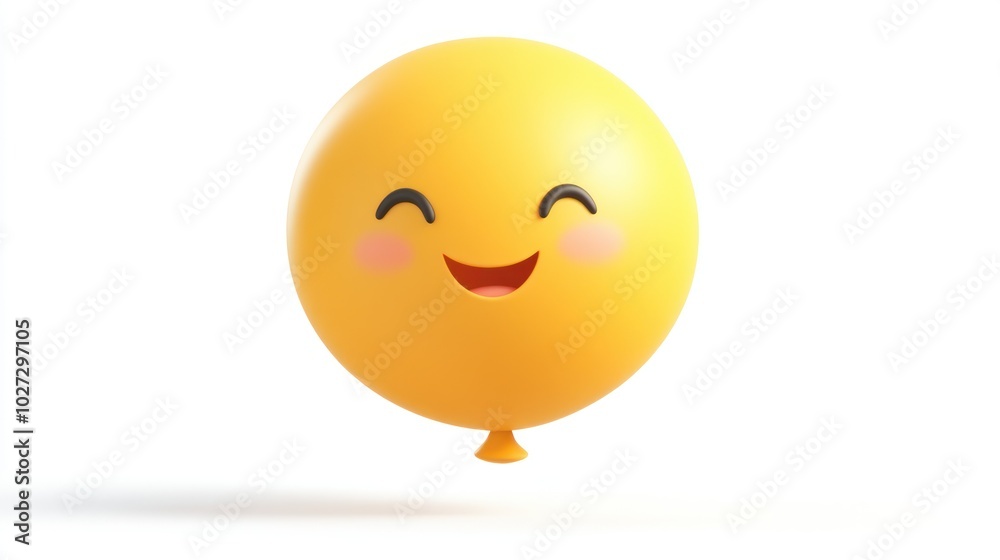 Yellow Balloon with a Smiling Face and Blushing Cheeks Yellow Balloon with a Smiling Face and Blushing Cheeks