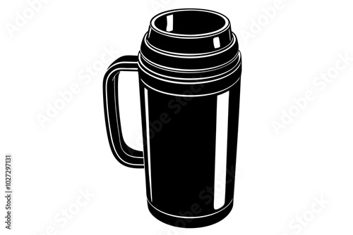 Thermos bottle silhouette isolated on white background