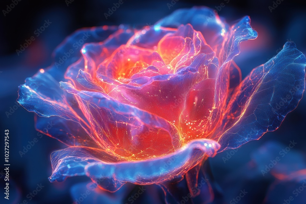 Fototapeta premium Laser-style rose, Kirlian effect