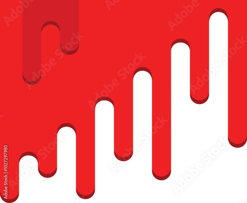 red paint and drops of blood, dripping paint on the wall, thick paint