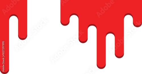 red paint and drops of blood, dripping paint on the wall, thick paint