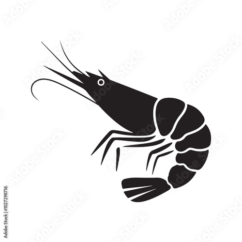 Shrimp and Prawn icon silhouette vector illustration	