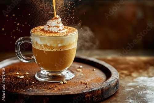 Whipped Cream Topped Coffee with Cinnamon Dust