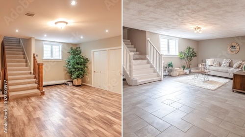 Transforming a neglected basement into a stylish living area: before and after renovation showcase