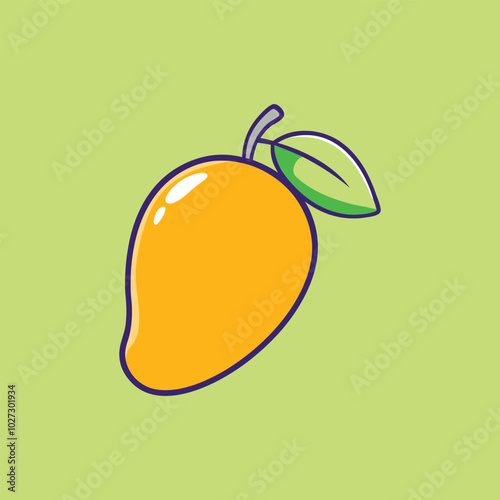 Simple Mango Cartoon Vector Icon Illustration.