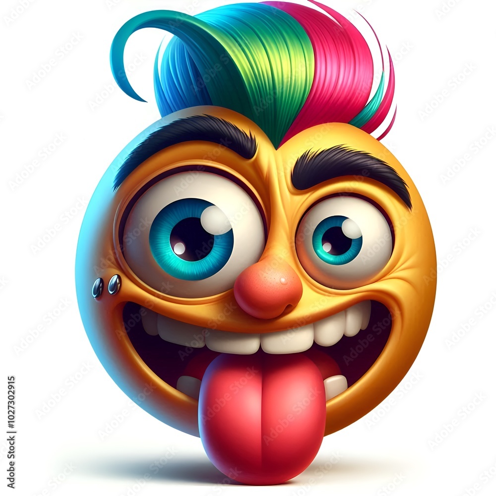 smiley face with a colorful mohawk smiley face with a colorful mohawk