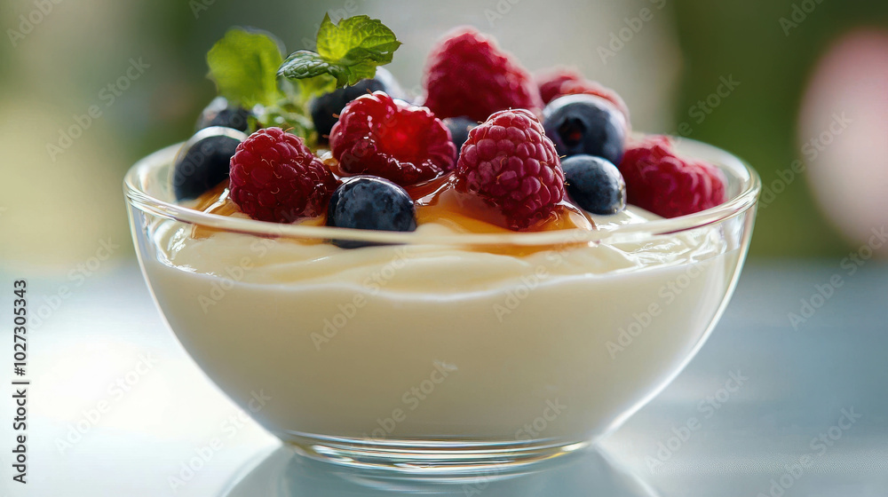 Yogurt Parfait with Berries: A delightful bowl of creamy yogurt topped with fresh raspberries and blueberries, drizzled with honey. A perfect healthy breakfast or snack. Yogurt Parfait with Berries: A delightful bowl of creamy yogurt topped with fresh raspberries and blueberries, drizzled with honey. A perfect healthy breakfast or snack.