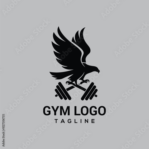Eagle Bird gym and fitness logo with vector template design