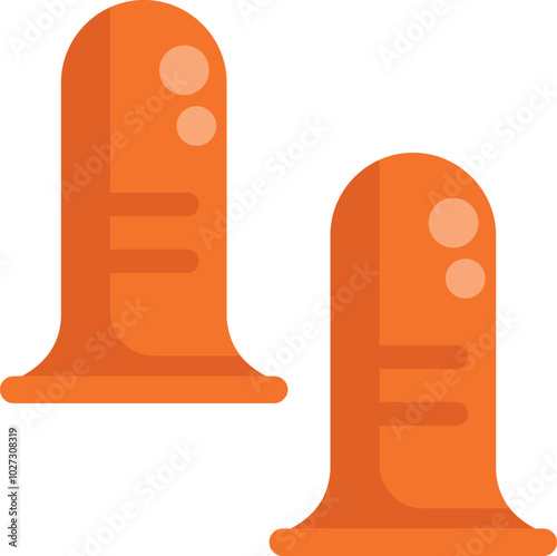 Two orange earplugs reducing noise for hearing protection, essential safety equipment for construction workers and anyone exposed to loud noises