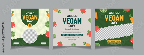 world vegan day social media post templates, vector illustration eps 10