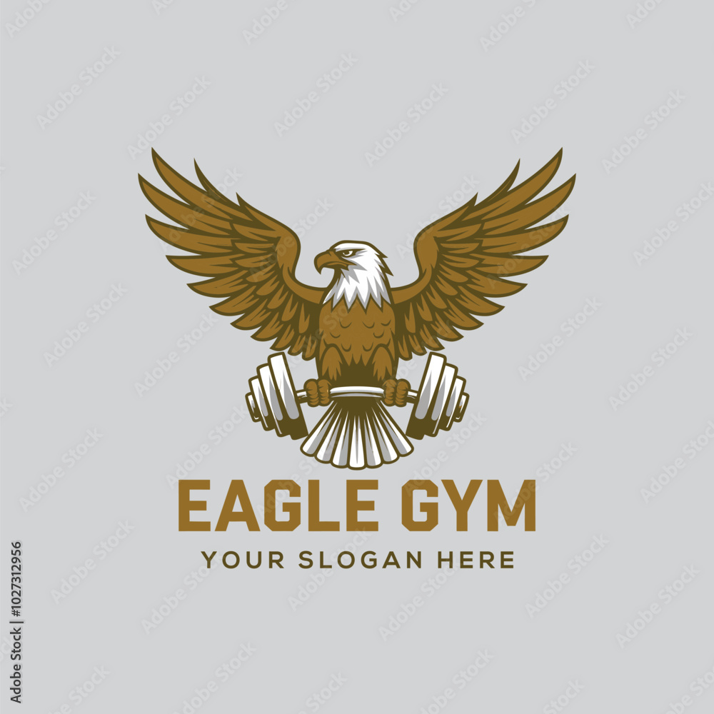 Obraz premium eagle gym and fitness logo concept with vector template design
