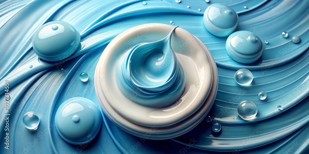 Captivating macro photography showcases a blue cream smear of hydrating gel and sunscreen, emphasizing texture and moisturizing properties for effective skincare product presentations. Captivating macro photography showcases a blue cream smear of hydrating gel and sunscreen, emphasizing texture and moisturizing properties for effective skincare product presentations.