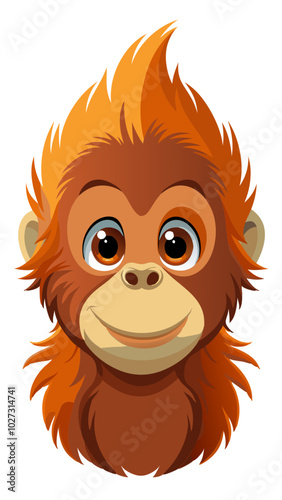 cartoon orangutan head vector - vector illustration orangutan,  Sumatran orangutan vector art isolated on white